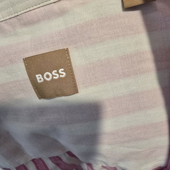 Hugo Boss Driga Striped Linen Shirt Dress White And Pink M - Picture 9 of 9